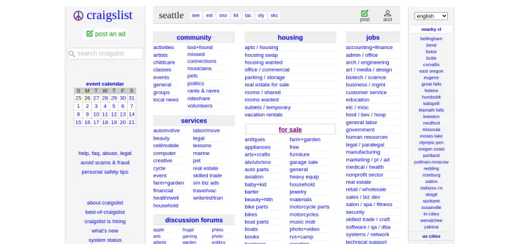 Screenshot Seattle.craigslist.org