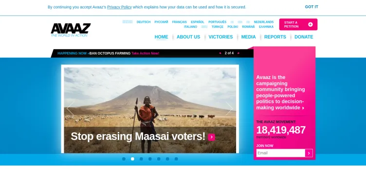 Screenshot Avaaz