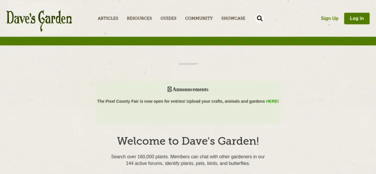 Screenshot Dave's Garden