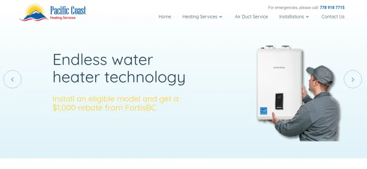 Screenshot Pacific Coast Heating Services