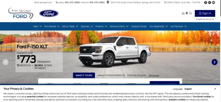 Screenshot Blue Springs Ford Sales