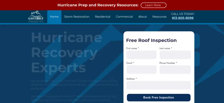 Screenshot Gale Force Roofing and Restoration