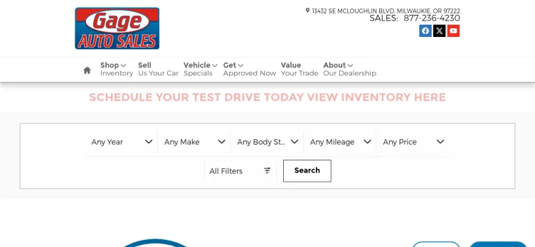 Screenshot Gage Auto Sales