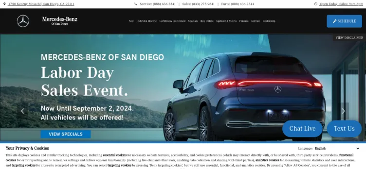 Screenshot Mercedes Benz of San Diego