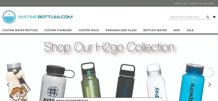 Screenshot WaterBottles.com