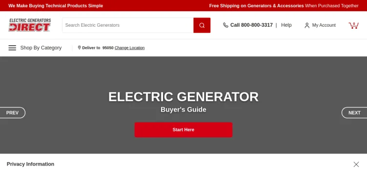 Screenshot ElectricGeneratorsDirect