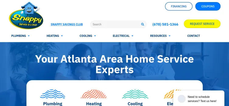 Screenshot Snappy Electric, Plumbing, Heating and Air Conditioning