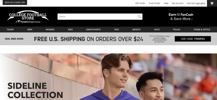 Screenshot CollegeFootballStore