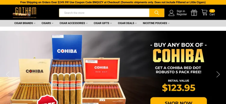 Screenshot Gotham Cigars