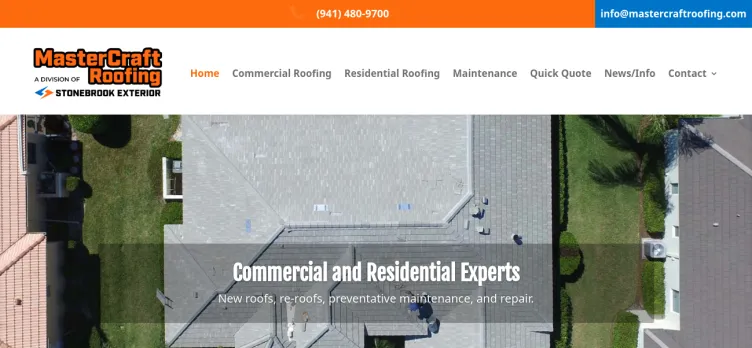 Screenshot MasterCraft Roofing