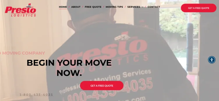 Screenshot Presto Logistics