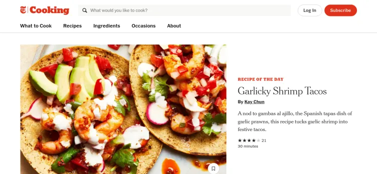 Screenshot NYT Cooking