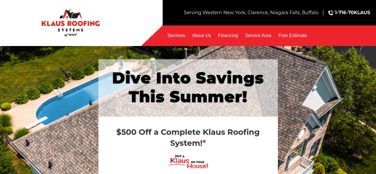 Screenshot Klaus Roofing Systems of WNY