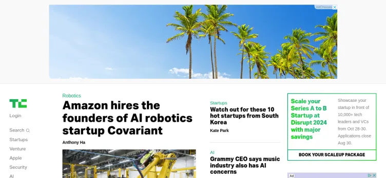 Screenshot TechCrunch