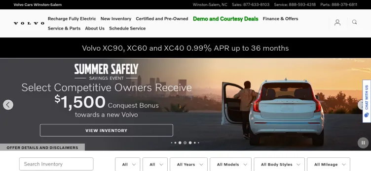 Screenshot Volvo Cars Winston Salem