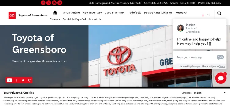 Screenshot Toyota of Greensboro