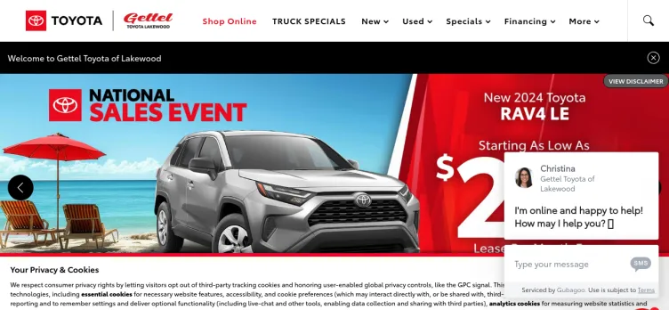 Screenshot Gettel Toyota of Lakewood