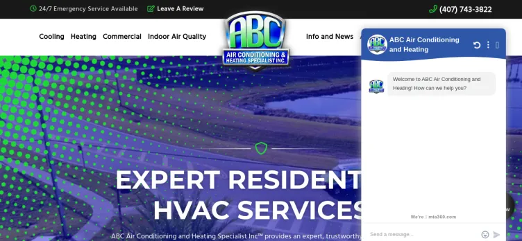 Screenshot ABC Air Conditioning & Heating Specialist