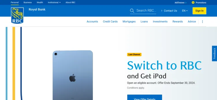 Screenshot Royal Bank of Canada