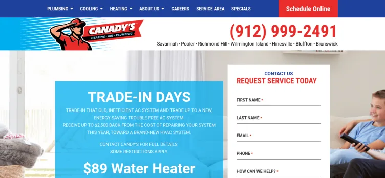 Screenshot Canady's Heating Air & Plumbing