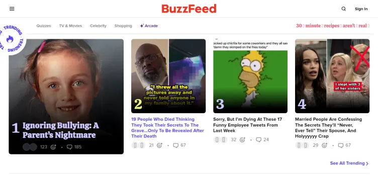 Screenshot BuzzFeed