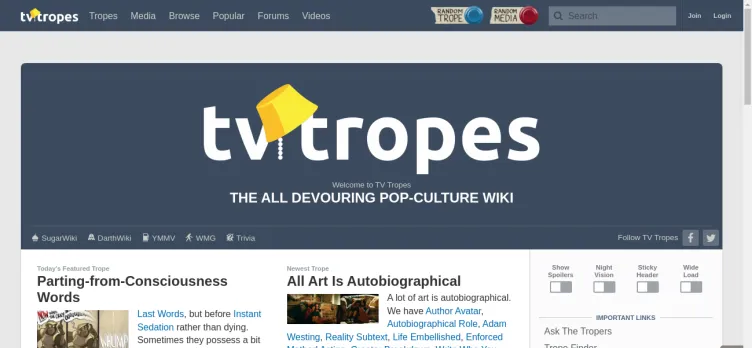 Screenshot TV Tropes