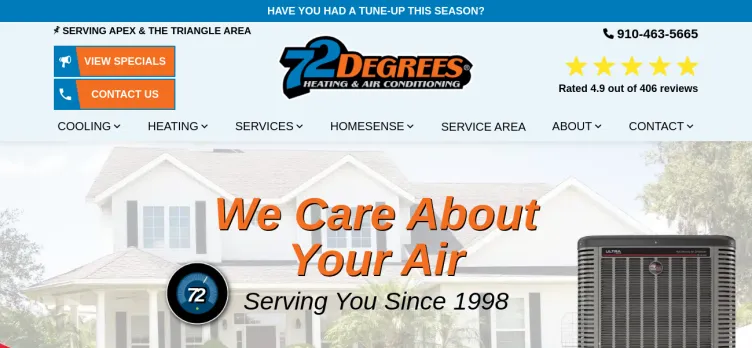 Screenshot 72 Degrees Heating & Air Conditioning