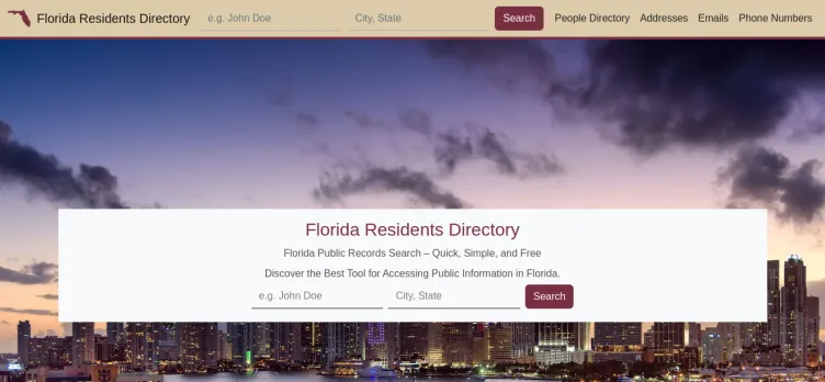 Screenshot Florida Residents Directory