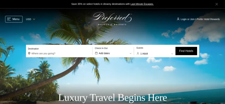 Screenshot Preferred Hotels (iPrefer)