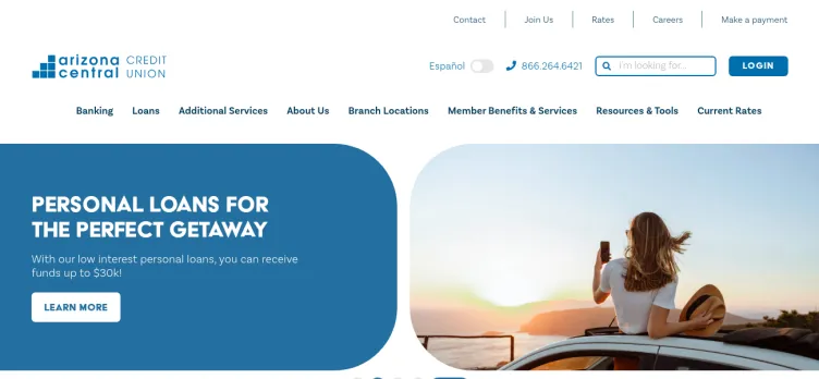 Screenshot Arizona Central Credit Union