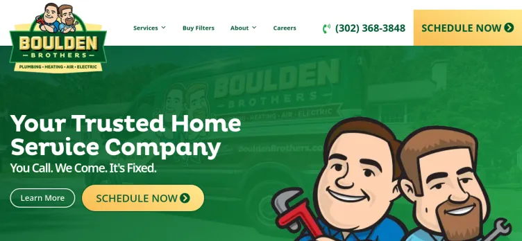 Screenshot Boulden Brothers -Plumbing, Heating, Air, and Electric