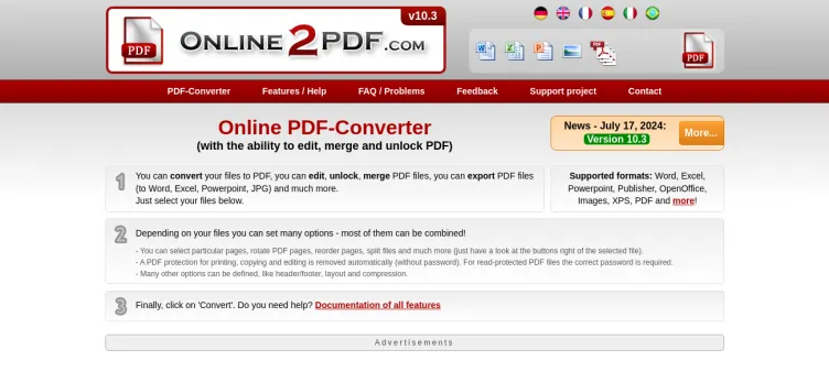 Screenshot Online2pdf