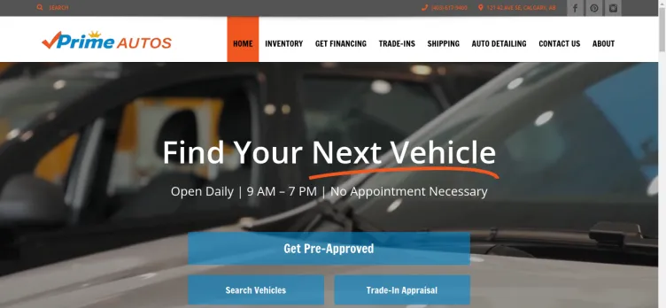 Screenshot Prime Autos Calgary