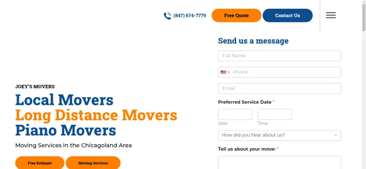 Screenshot Joey's Movers of Evanston