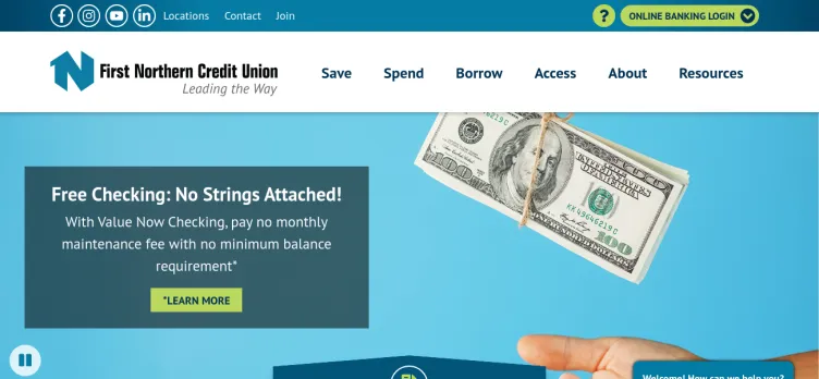 Screenshot First Northern Credit Union