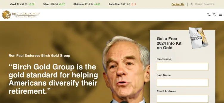 Screenshot Birch Gold Group