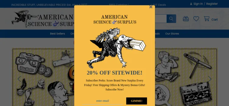 Screenshot American science and Surplus