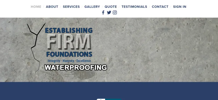 Screenshot Establishing Firm Foundation Waterproofing