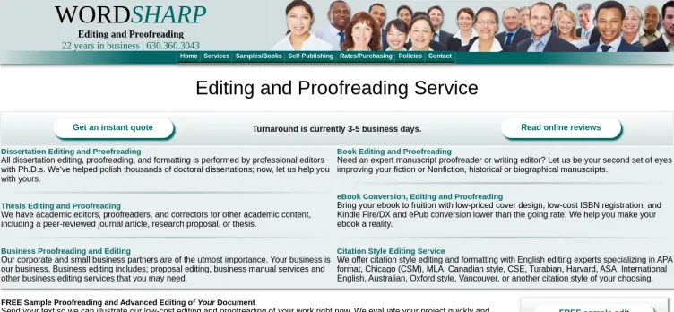 Screenshot WordSharp Editing and Proofreading