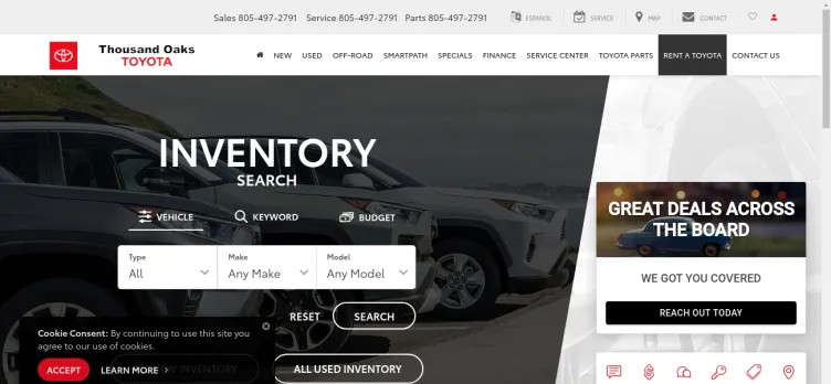 Screenshot Thousand Oaks Toyota