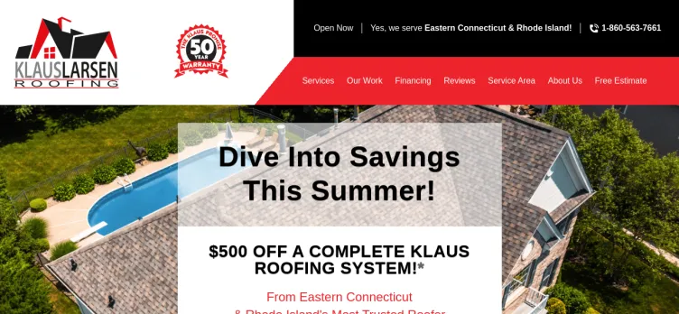 Screenshot Klaus Larsen Roofing