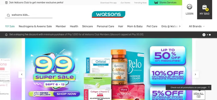 Screenshot Watsons Philippines