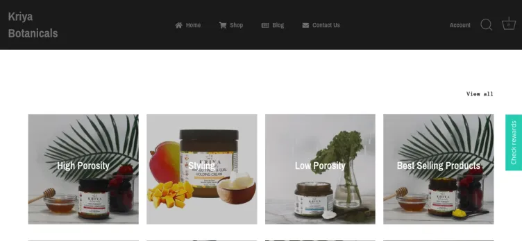 Screenshot Kriya Botanicals