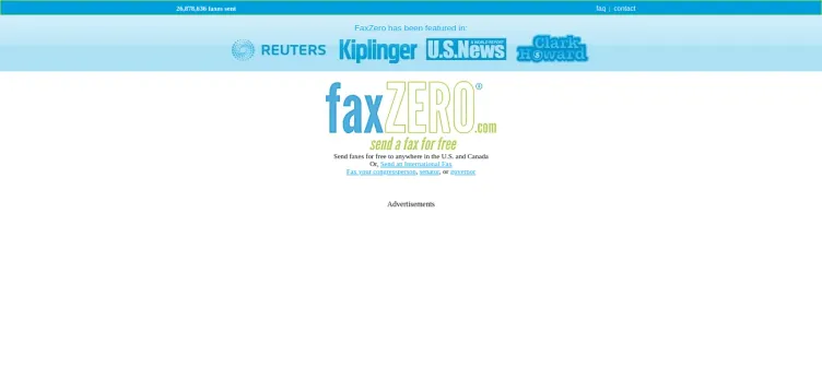 Screenshot FaxZero