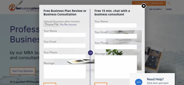 Screenshot Wise Business Plans