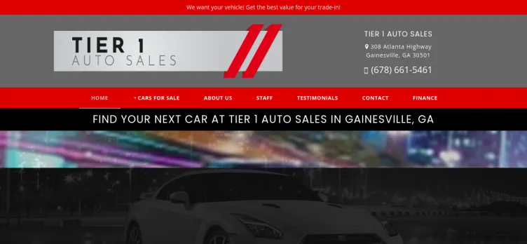 Screenshot Tier 1 Auto Sales