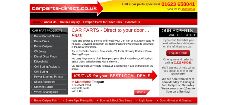 Screenshot Car Parts Direct