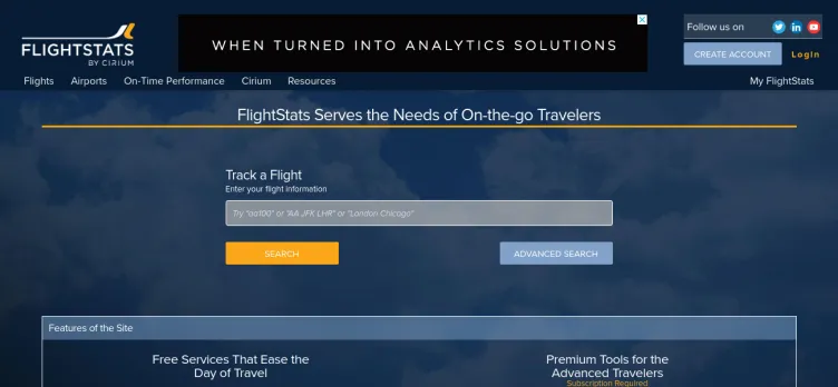 Screenshot FlightStats