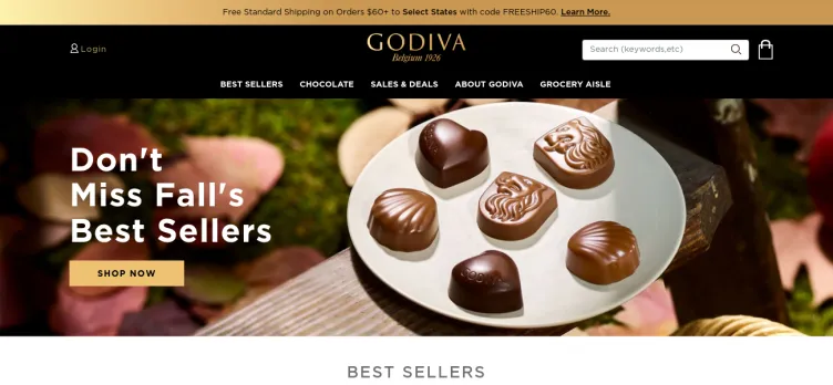 Screenshot Godiva Chocolate