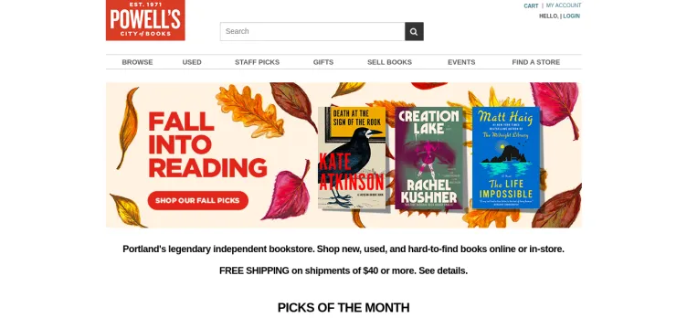 Screenshot Powell's Books